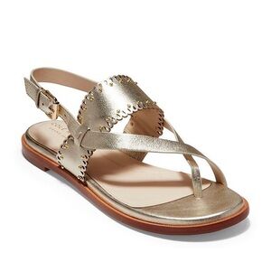 Cole Hahn Women’s Gold Anica Scallop Leather Thong Sandals Size 9